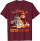 Happy Catsgiving Cute Thanksgiving Cat Wears Pilgrim Hat Women Girls Kids T-Shirt - T-Shirt | Maroon