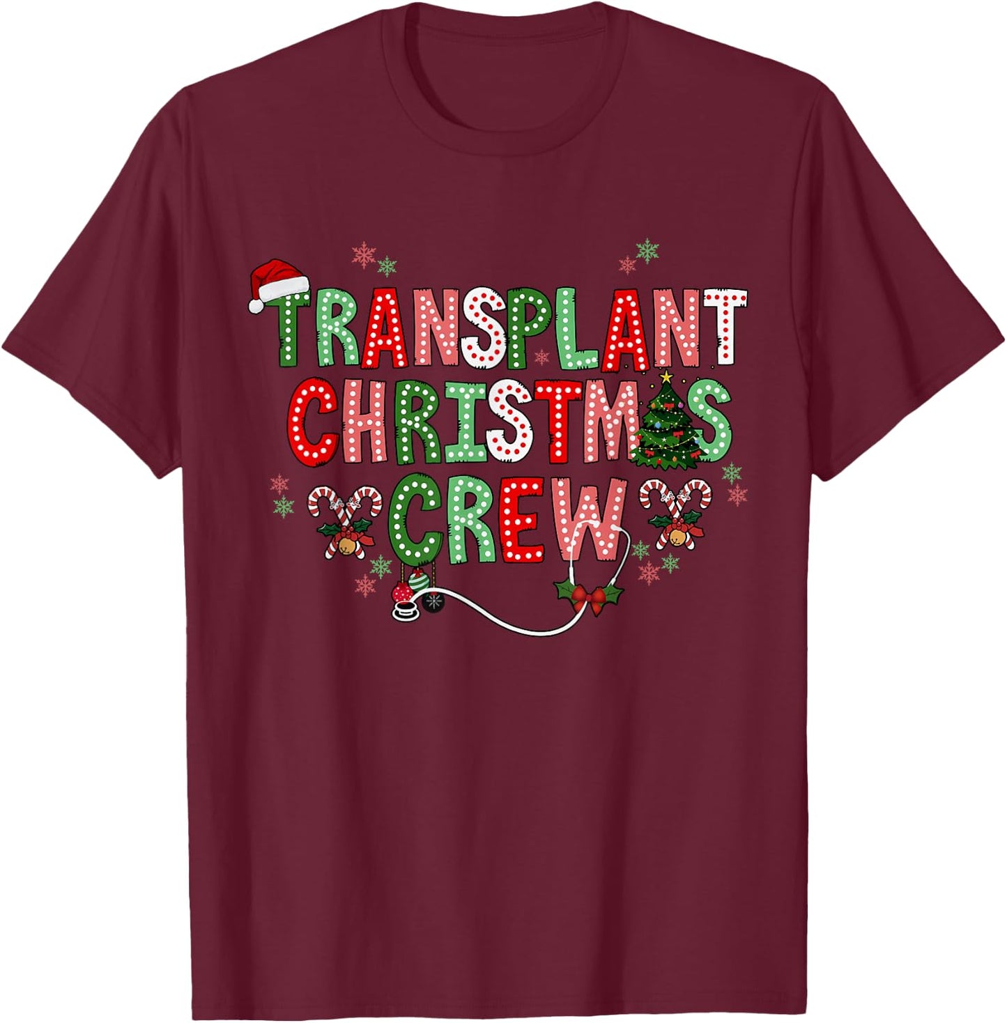 Christmas Transplant Nurse Bone Marrow Transplant Nurse BMT T-Shirt - T-Shirt | Maroon