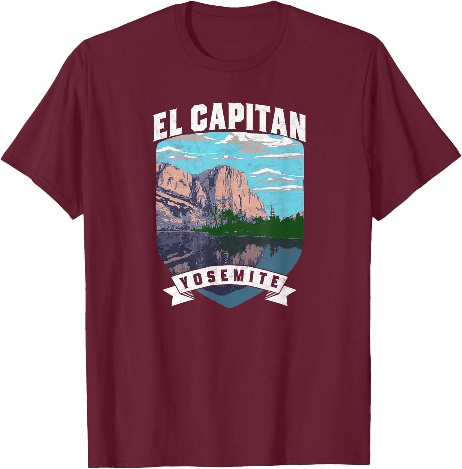 El Capitan Retro Yosemite National Park Vintage Graphic T-Shirt - T-Shirt | Maroon