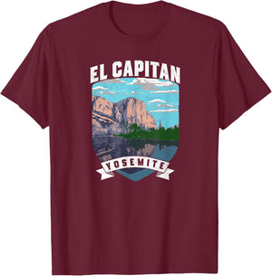 El Capitan Retro Yosemite National Park Vintage Graphic T-Shirt - T-Shirt | Maroon