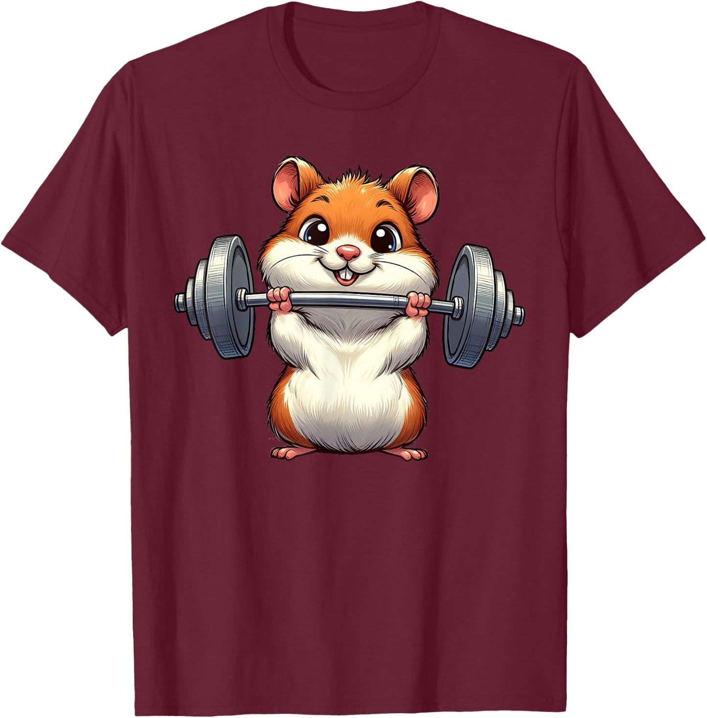 Cute Hamster Weightlifting Fitness Gym Bodybuilding T-Shirt - T-Shirt | Maroon