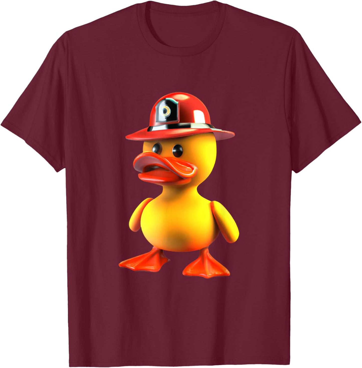Firefighter Duck - Cute Rubber Duck Fireman T-Shirt - T-Shirt | Maroon