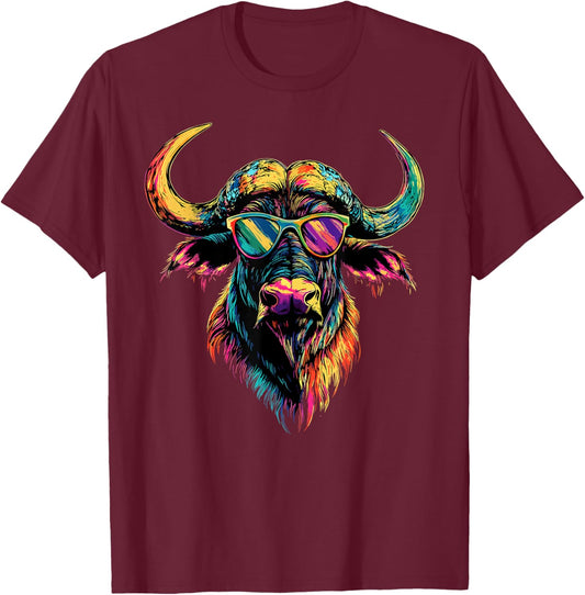 Buffalo Cape Water Buffalos Safari South African Buffalo T-Shirt - T-Shirt | Maroon