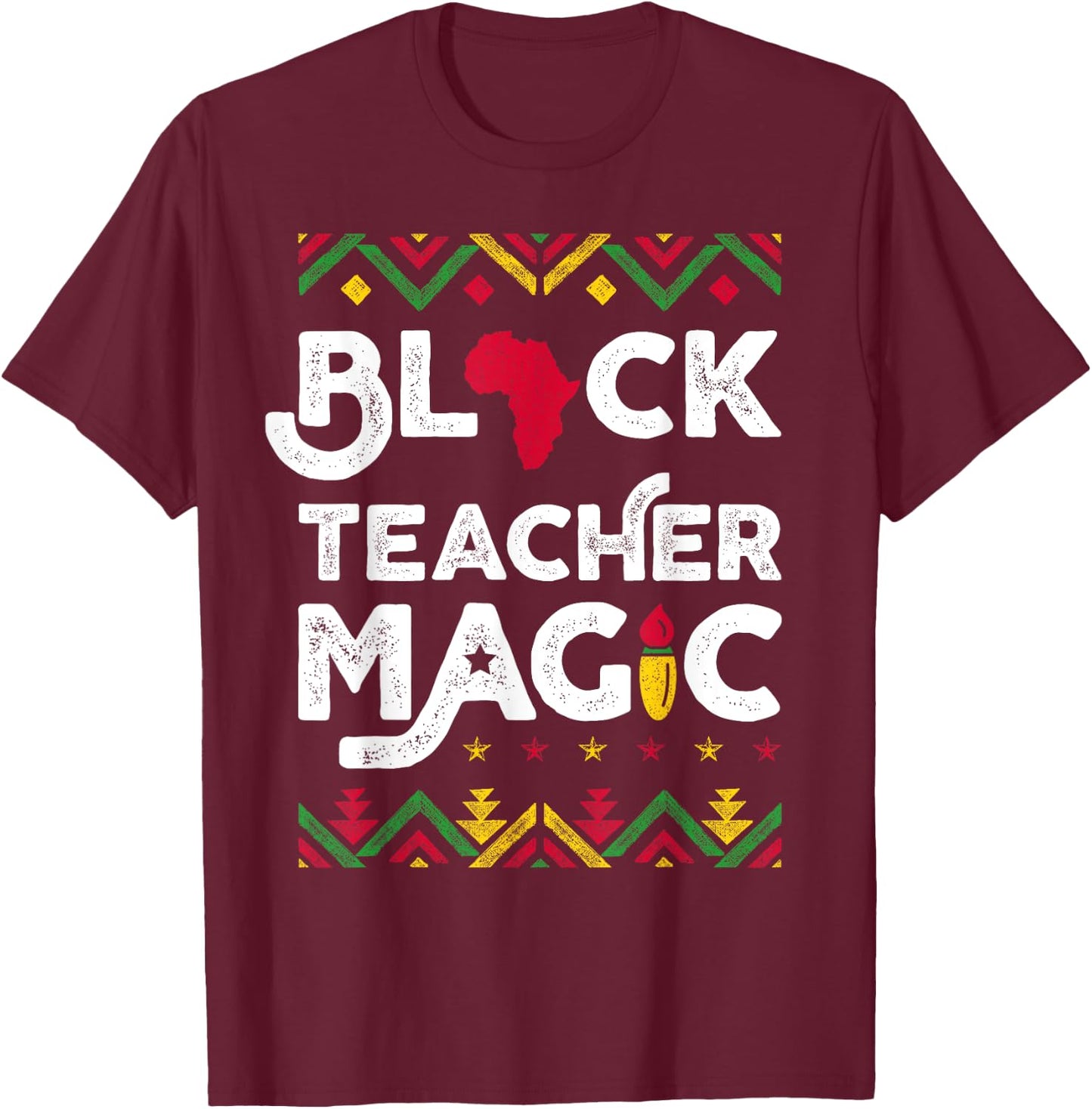 Black Teacher Magic Shirt Teacher Black History Month Women Girls Kids T-Shirt - T-Shirt | Maroon