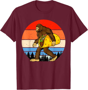 Funny Bigfoot, Taco Lover, Bigfoot Taco, Bigfoot T-Shirt - T-Shirt | Maroon