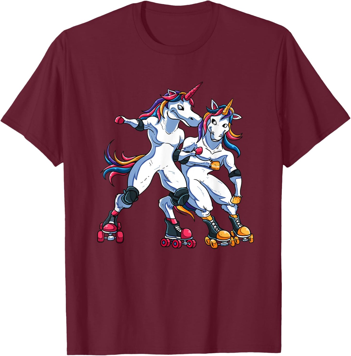 Magical Rainbow Unicorn Sports Roller Derby Player For Kids T-Shirt - T-Shirt | Maroon