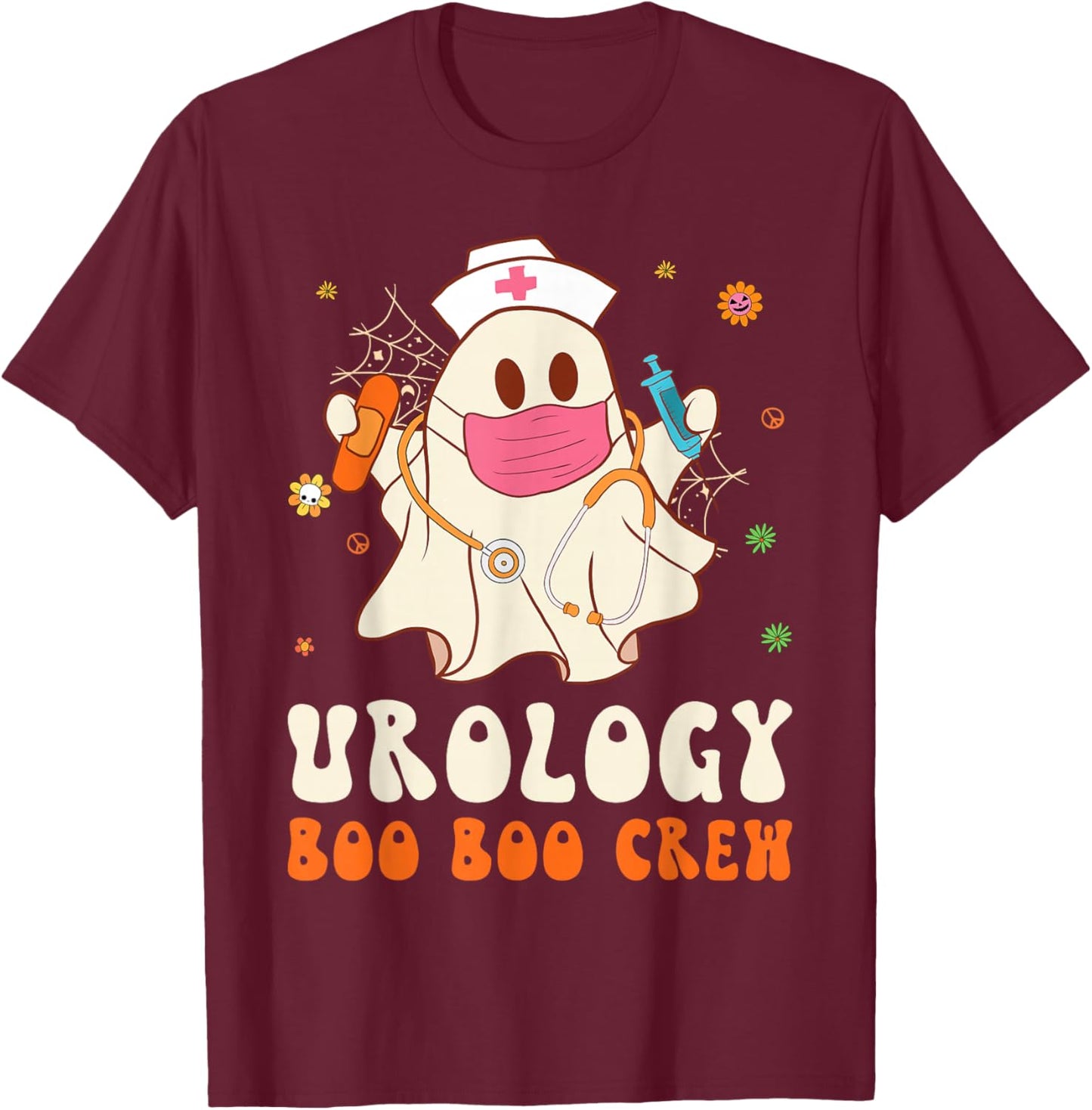 Urology Boo Boo Crew Nurse Funny Halloween Easy Costume T-Shirt - T-Shirt | Maroon