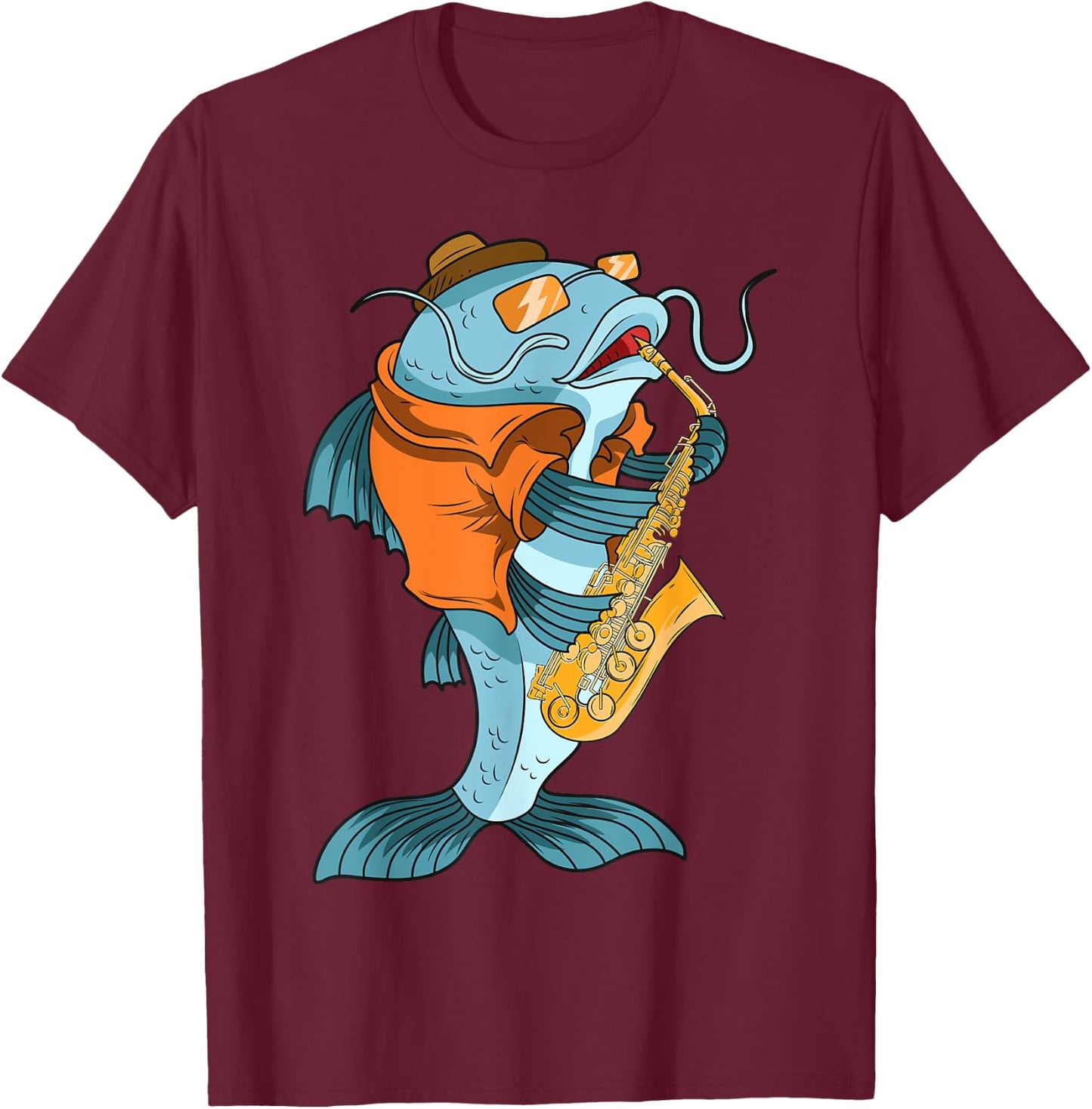 Catfish Saxophonist Saxophone Lover Musicians Fish Owner T-Shirt - T-Shirt | Maroon