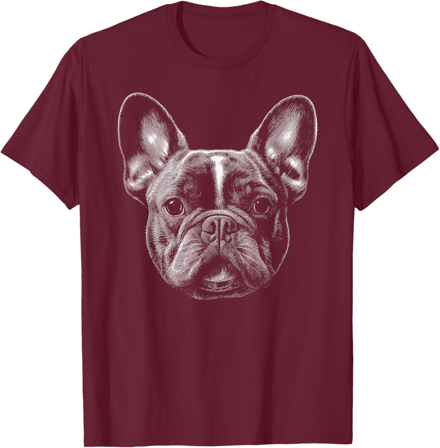 Frenchie Head French Bulldog Men Women Kids T-Shirt - T-Shirt | Maroon
