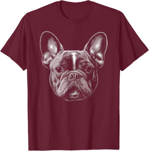Frenchie Head French Bulldog Men Women Kids T-Shirt - T-Shirt | Maroon