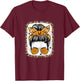 Cute Halloween Messy Bun Scare Halloween Women Girls T-Shirt - T-Shirt | Maroon