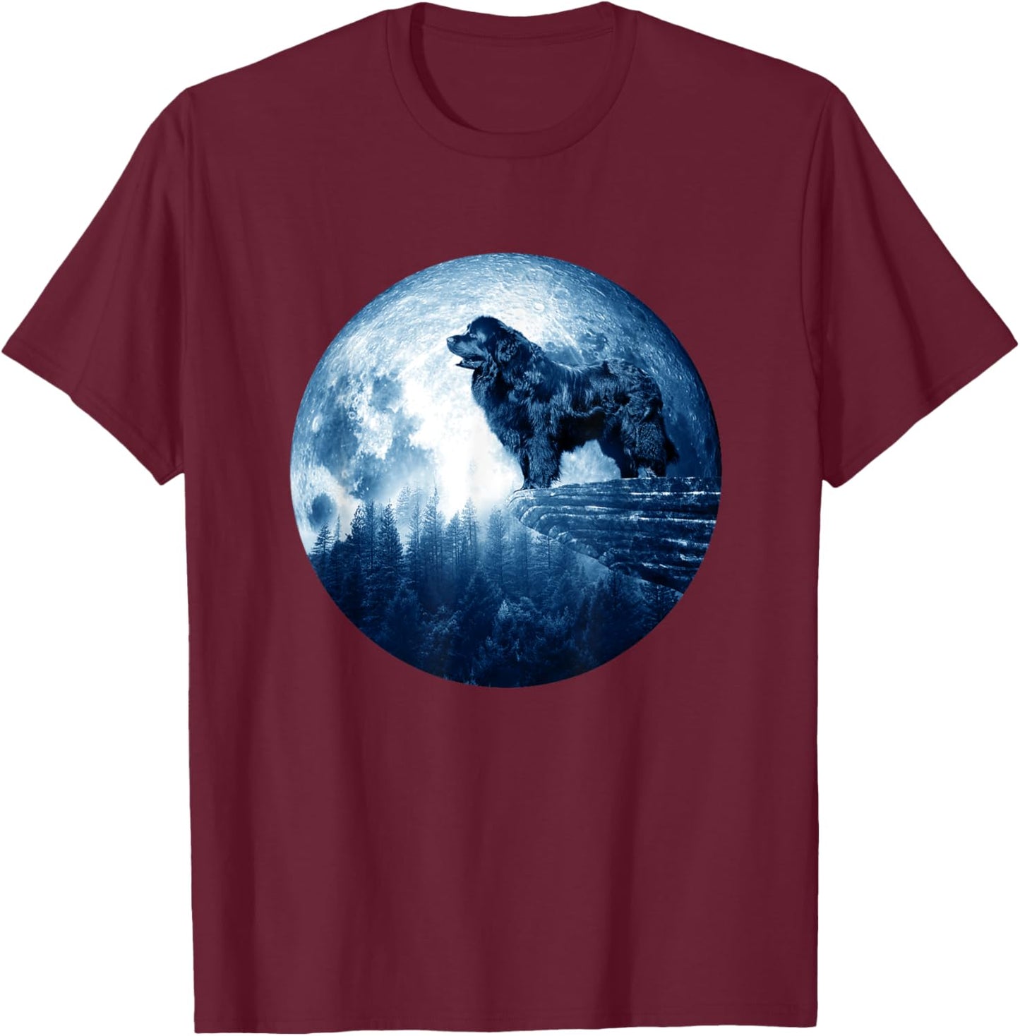 Newfoundland Dog Moon Dog Mom Dad Women Men Dog Lovers T-Shirt - T-Shirt | Maroon