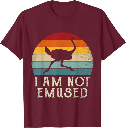 NOT EMU-SED Funny Emu Not Amused Ostrich Retro T-Shirt - T-Shirt | Maroon