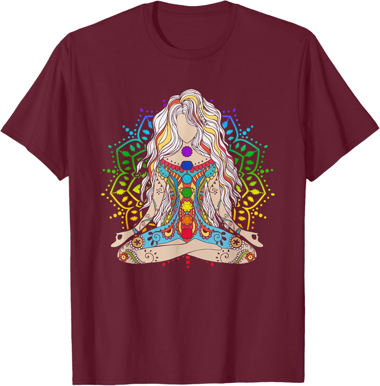 Yoga Meditation Spiritual Body Energy Chakra Buddha T-Shirt - T-Shirt | Maroon