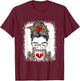 Funny Boxing Gloves Messy Bun Boxing Mom T-Shirt - T-Shirt | Maroon
