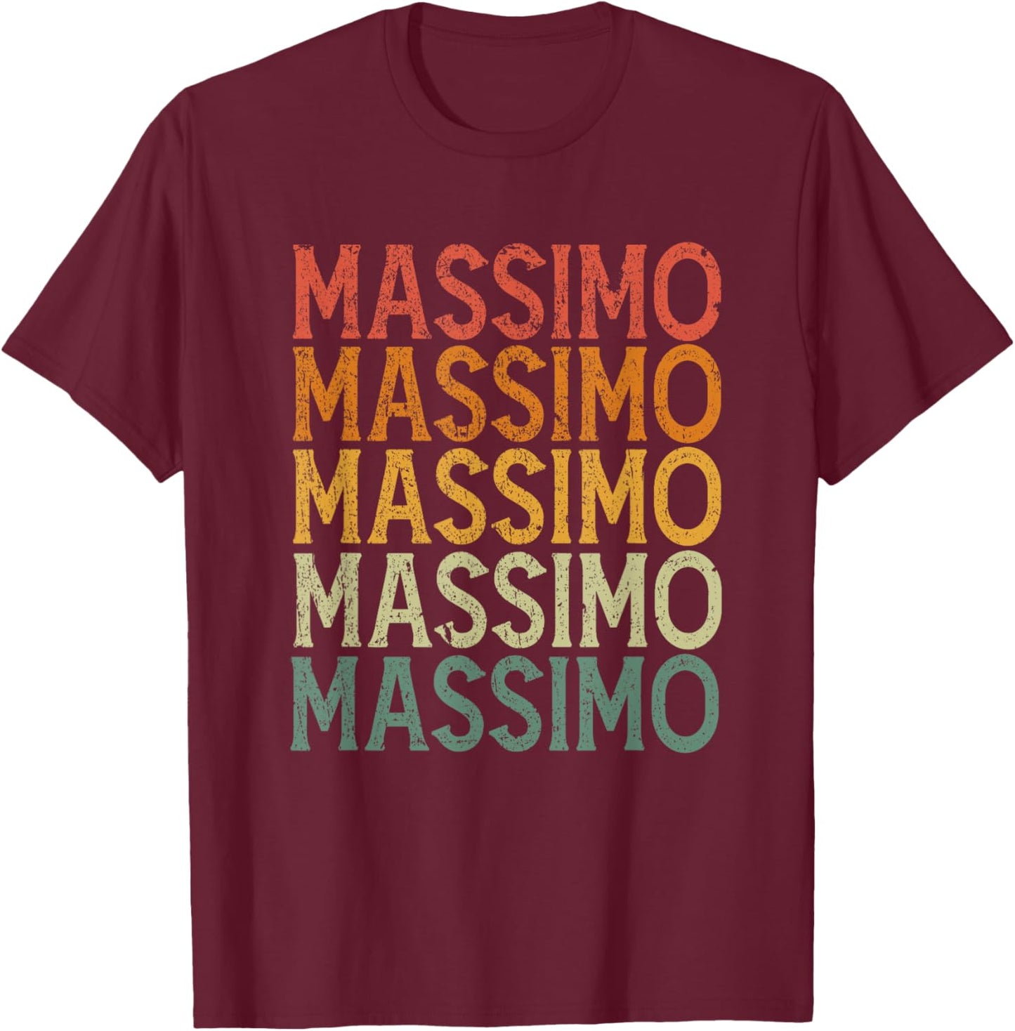 Retro Custom First Name Massimo T-Shirt - T-Shirt | Maroon