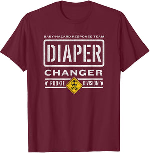 Funny Diaper Changer Duty - expecting baby New Dad Mom T-Shirt - T-Shirt | Maroon