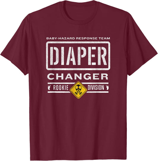 Funny Diaper Changer Duty - expecting baby New Dad Mom T-Shirt - T-Shirt | Maroon