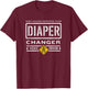 Funny Diaper Changer Duty - expecting baby New Dad Mom T-Shirt - T-Shirt | Maroon