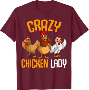 Crazy Chicken Lady Women Chicken T-Shirt - T-Shirt | Maroon