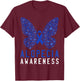 Butterfly Alopecia Awareness Blue AA Ribbon Support Warrior T-Shirt - T-Shirt | Maroon