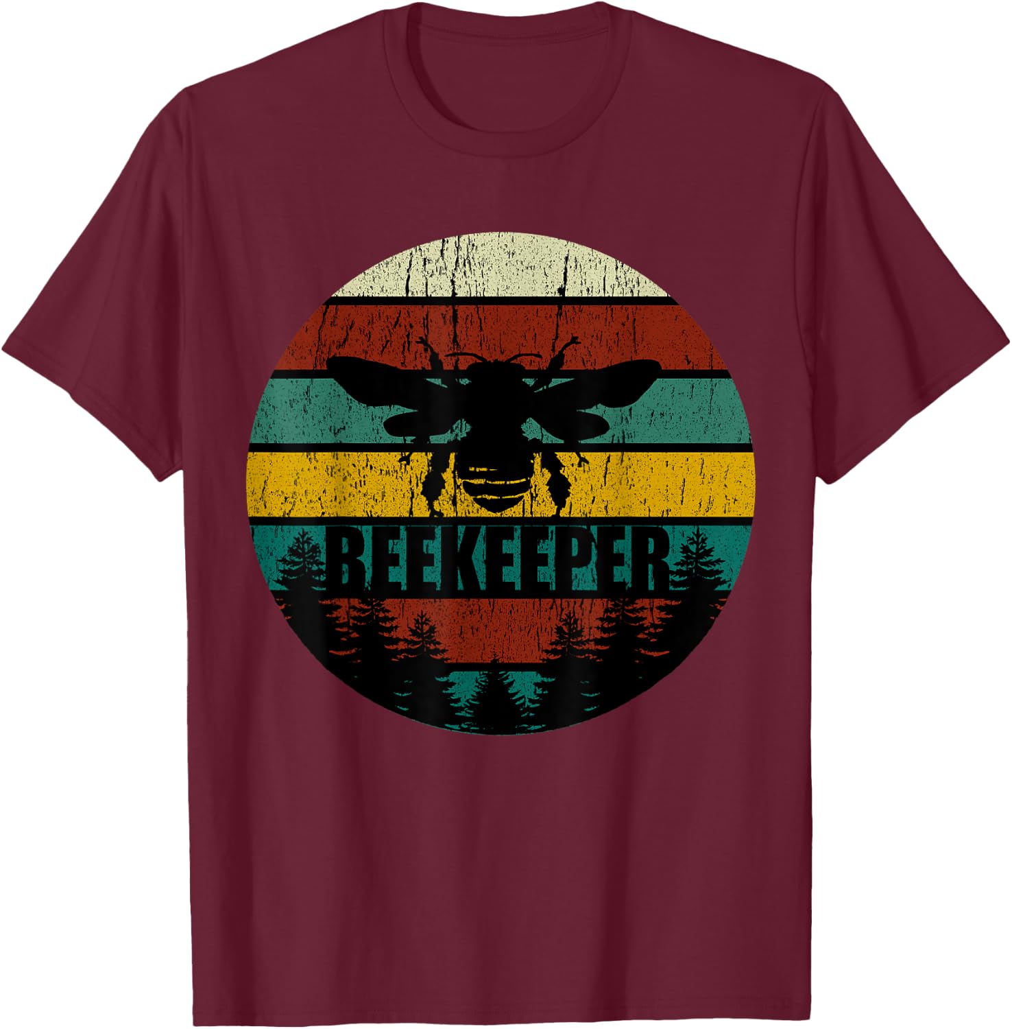 Retro Vintage Beekeeper Beekeeping Bee Gift T-Shirt - T-Shirt | Maroon
