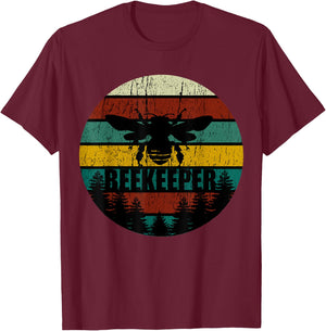 Retro Vintage Beekeeper Beekeeping Bee Gift T-Shirt - T-Shirt | Maroon