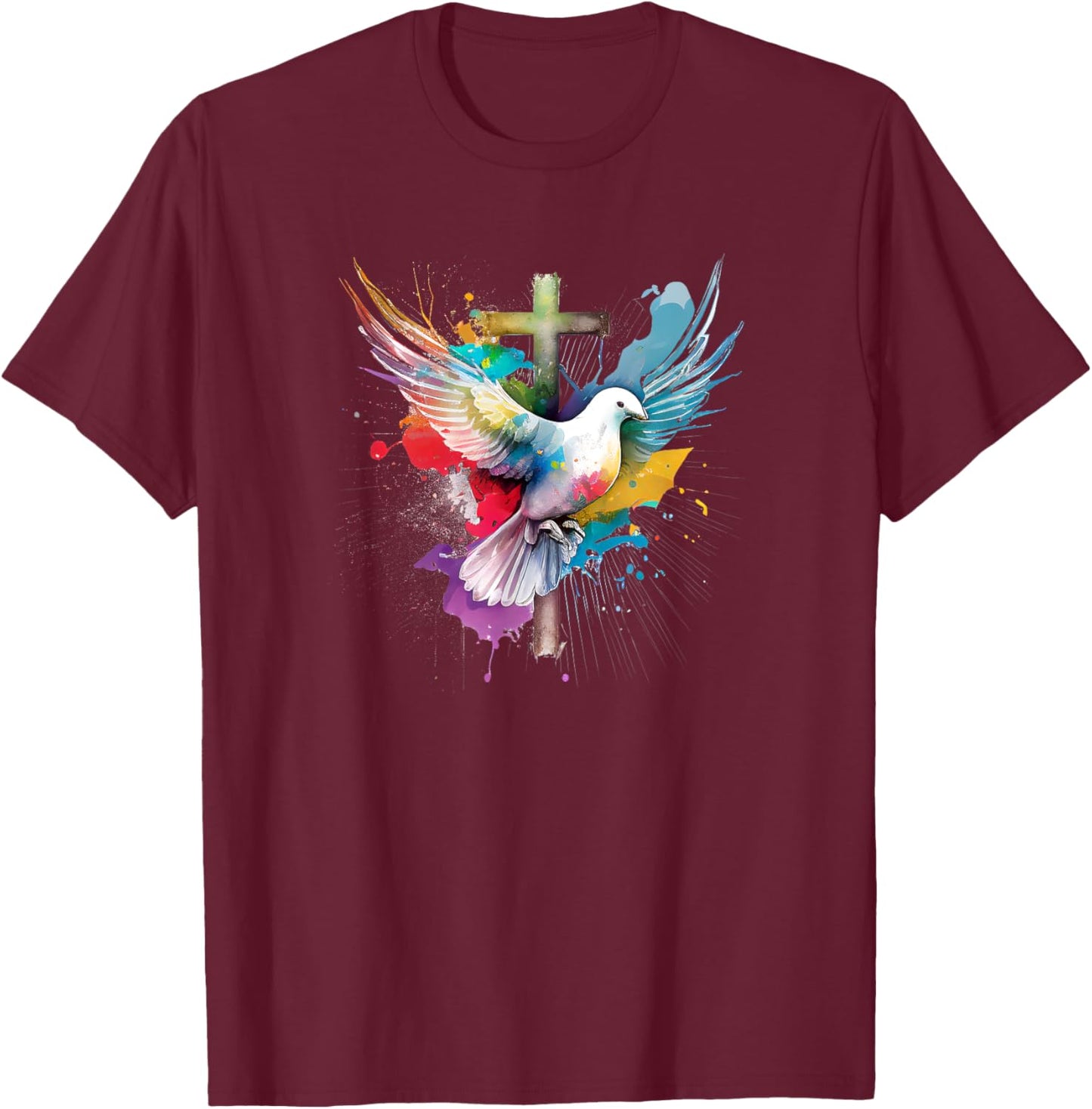 Holy Spirit Dove Praise Jesus Pentecost T-Shirt - T-Shirt | Maroon