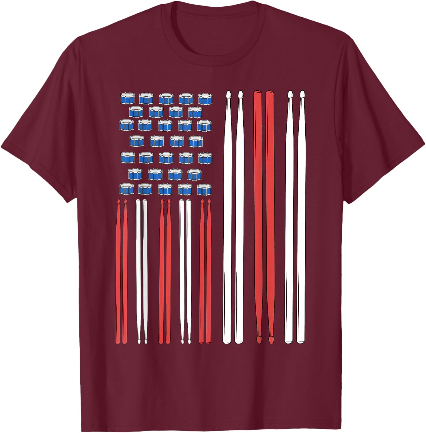 Drum Sticks Shirt Drummer Gift Drumming Shirt Men Percussion T-Shirt - T-Shirt | Maroon