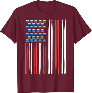 Drum Sticks Shirt Drummer Gift Drumming Shirt Men Percussion T-Shirt - T-Shirt | Maroon