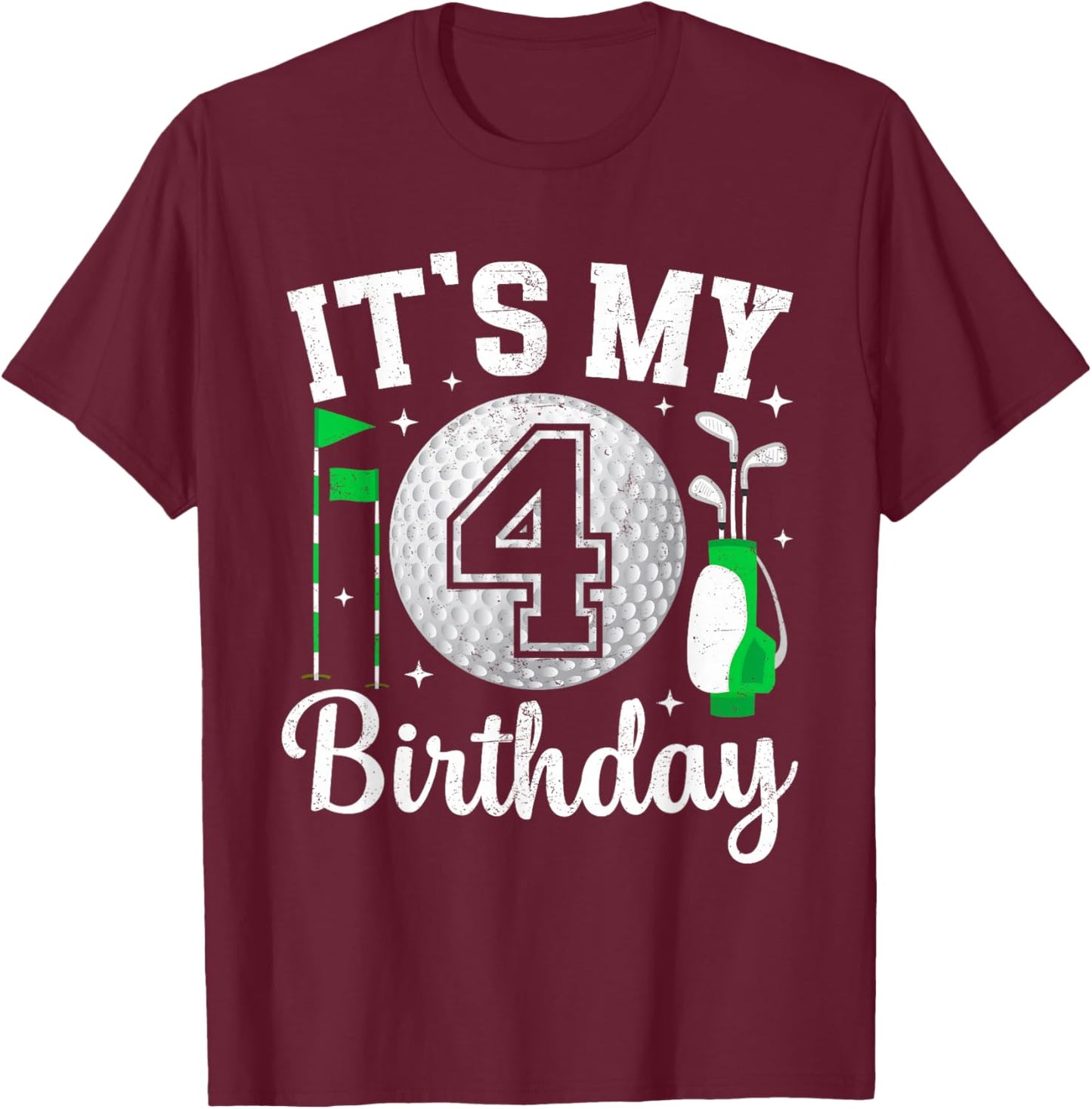 It's My 4th Birthday Golf 4 Year Old Golf Player Birthday T-Shirt - T-Shirt | Maroon