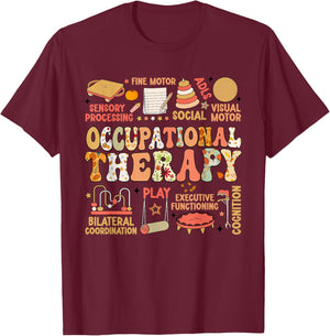 Occupational Therapy Fall Autumn OT Retro Thanksgiving T-Shirt - T-Shirt | Maroon