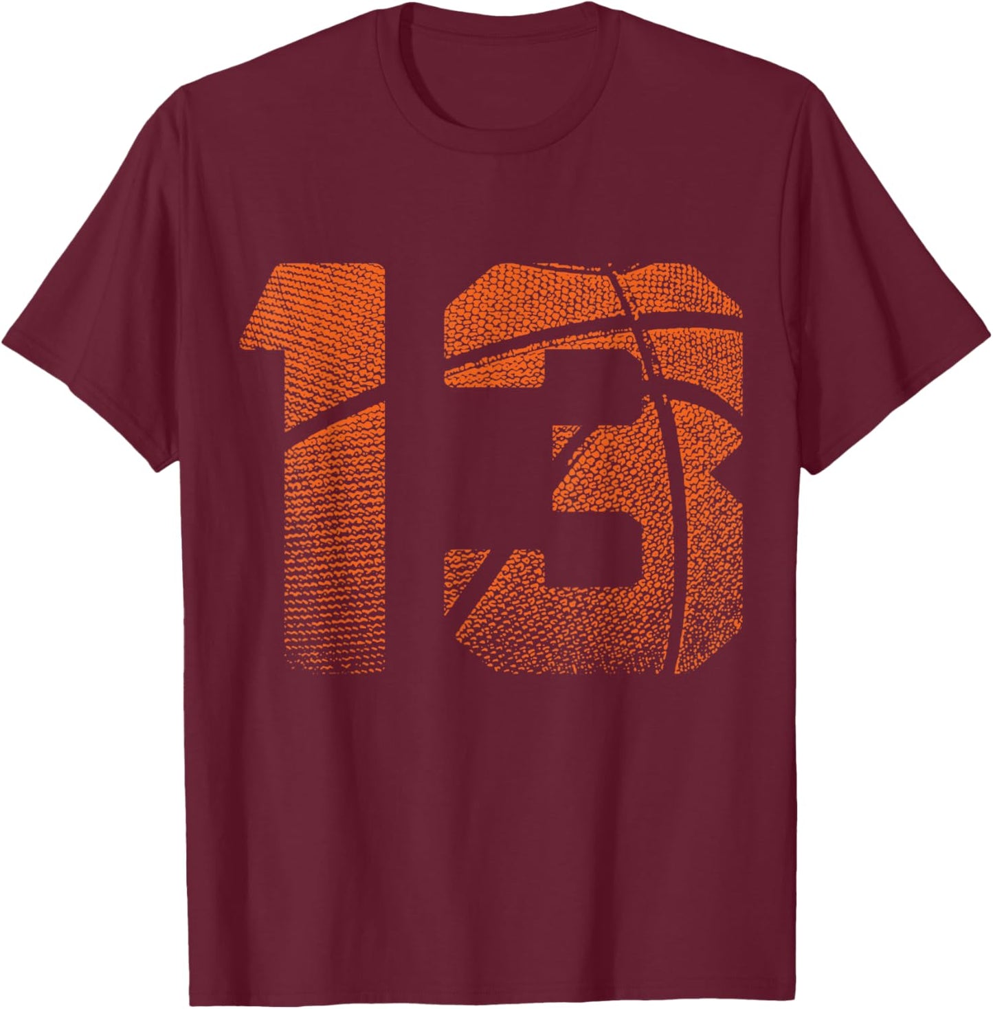 13th Birthday Boy Basketball Player Basketball 13 Years Old T-Shirt - T-Shirt | Maroon