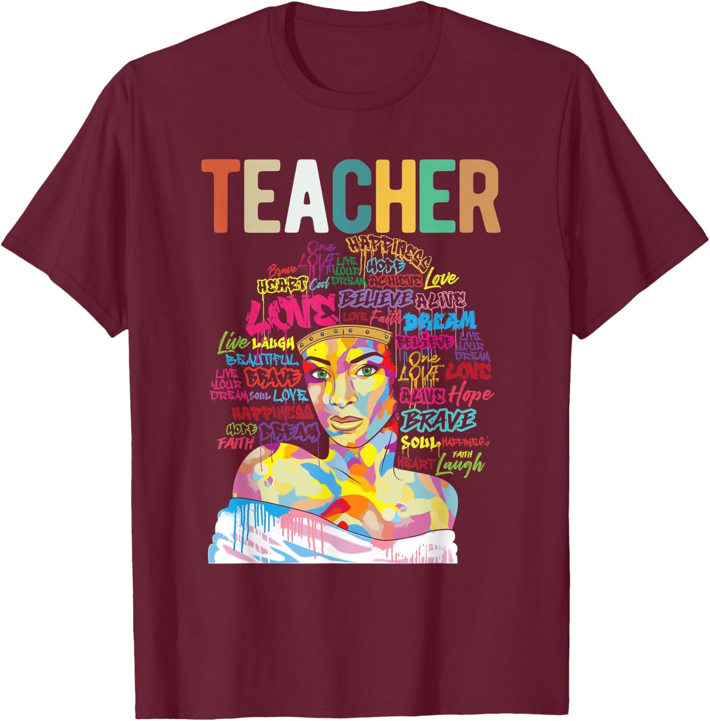 Natural Hair Afro for African American Teachers Gift T-Shirt - T-Shirt | Maroon