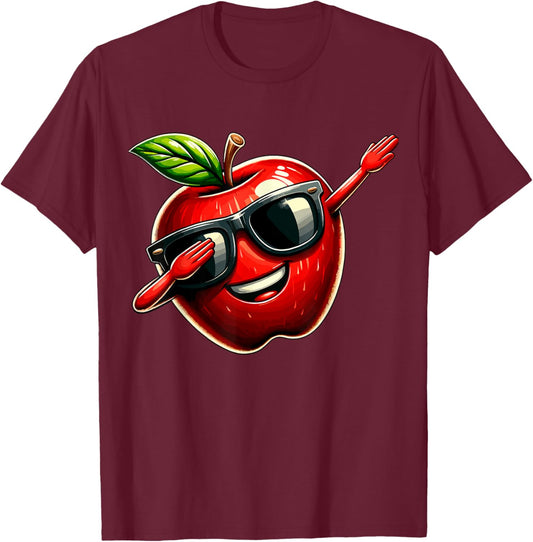 Dabbing Apple Summer Fruit lover T-Shirt - T-Shirt | Maroon