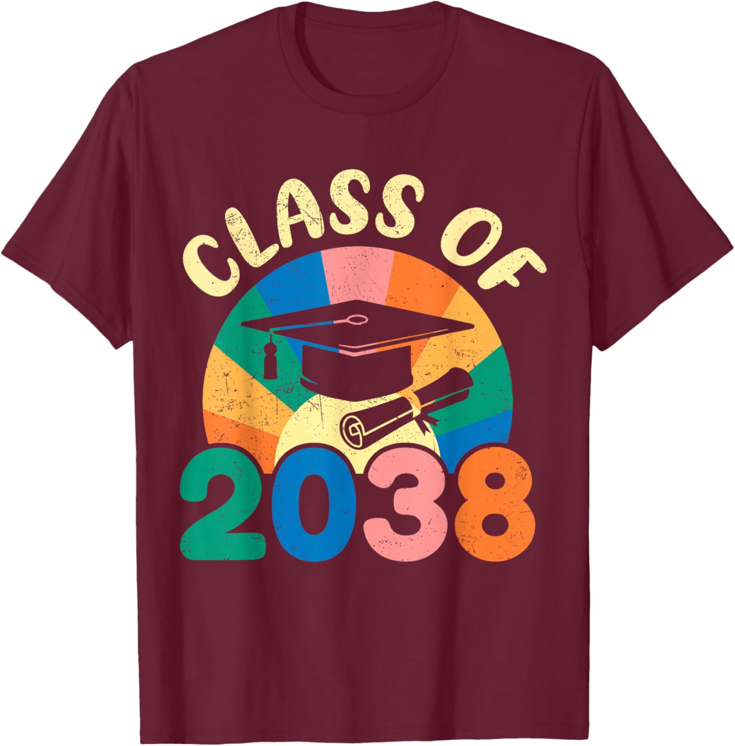 Back to School Pre-K Kindergarten Graduation Class of 2038 T-Shirt - T-Shirt | Maroon