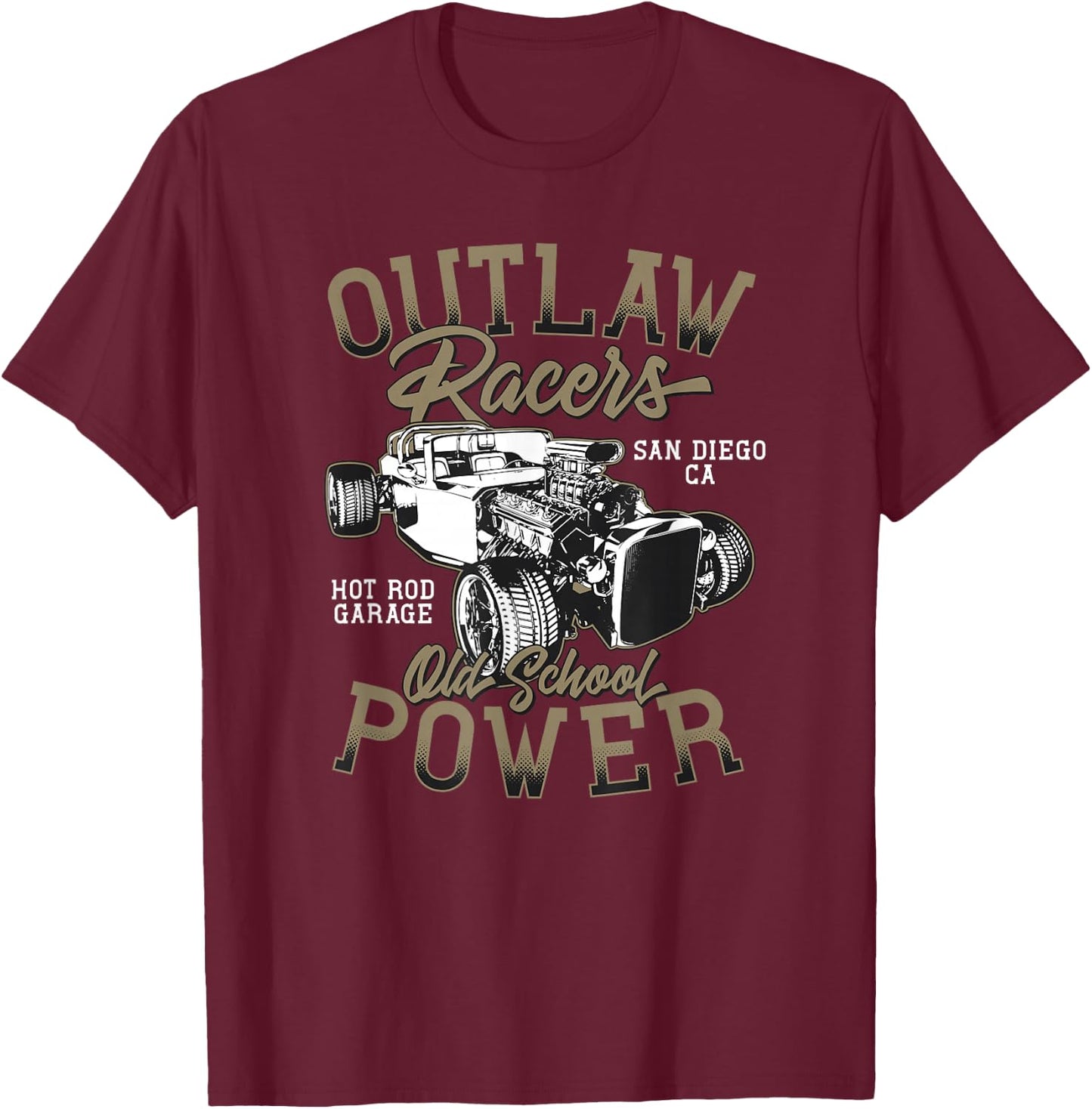 Vintage Hot Rod Classic Cars Speed and Power Racers T-Shirt - T-Shirt | Maroon