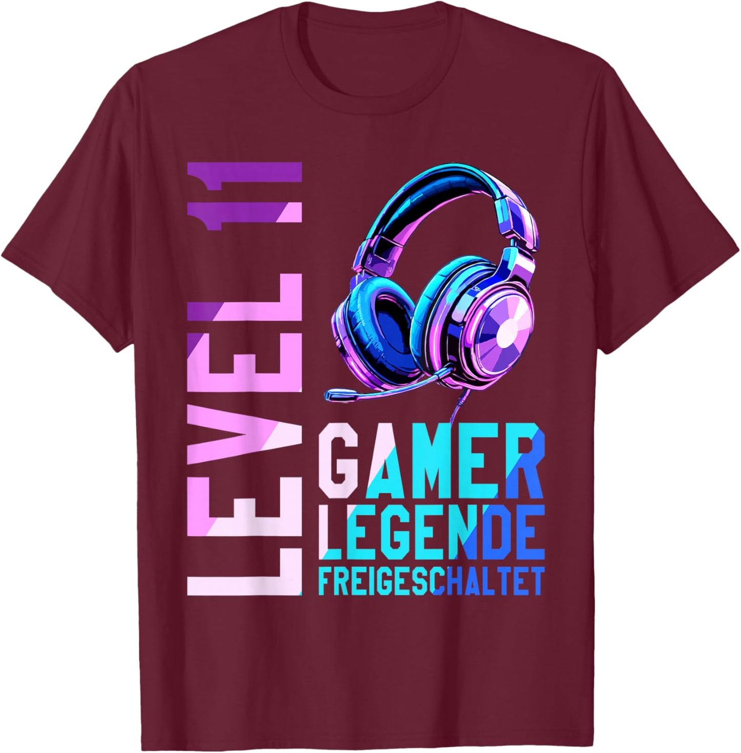 11. Geburtstag Junge Mädchen Gaming Level 11 Jahre T-Shirt - T-Shirt | Maroon