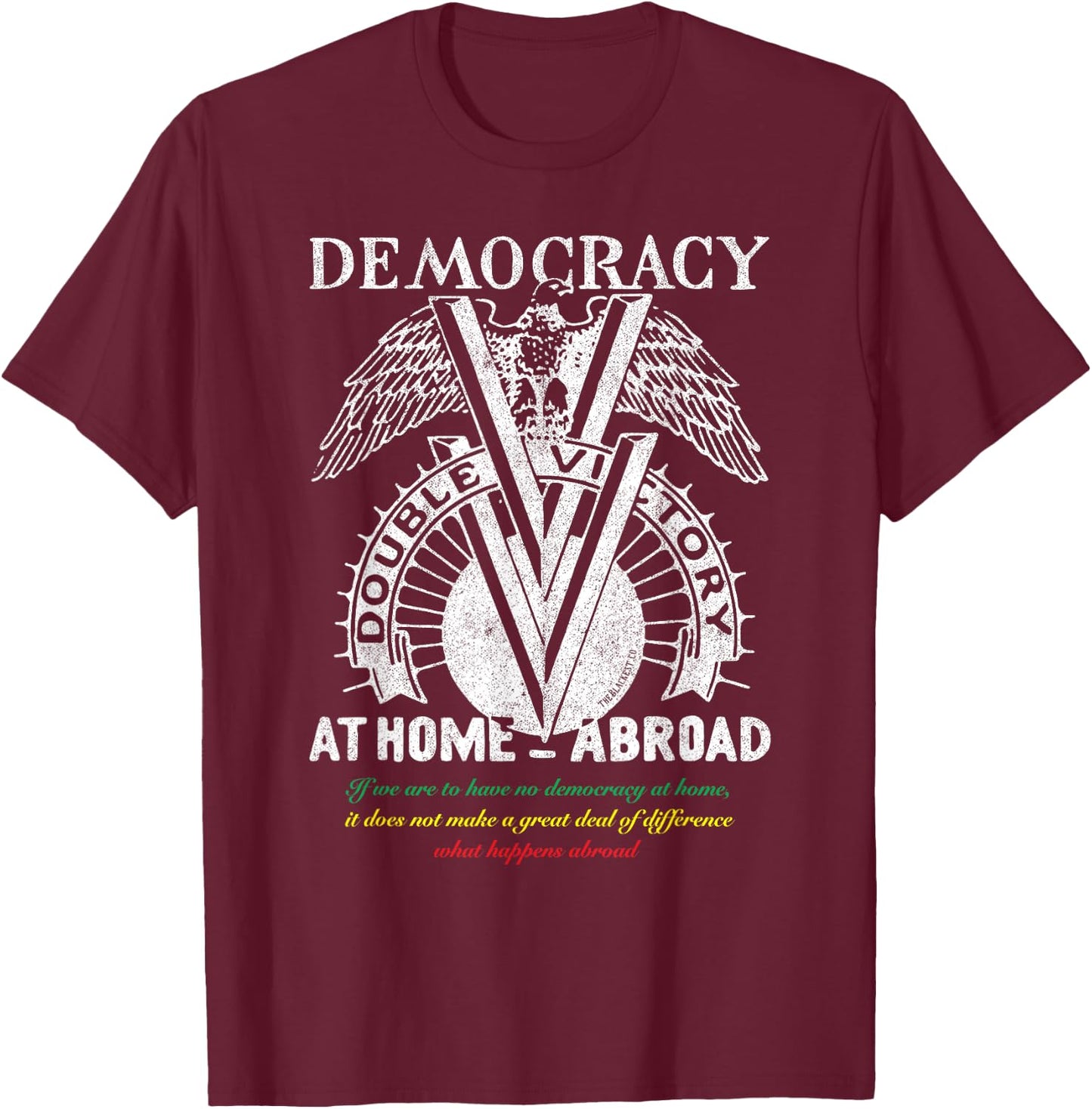 Double V Campaign Retro Vintage Black History Soldiers WWII T-Shirt - T-Shirt | Maroon