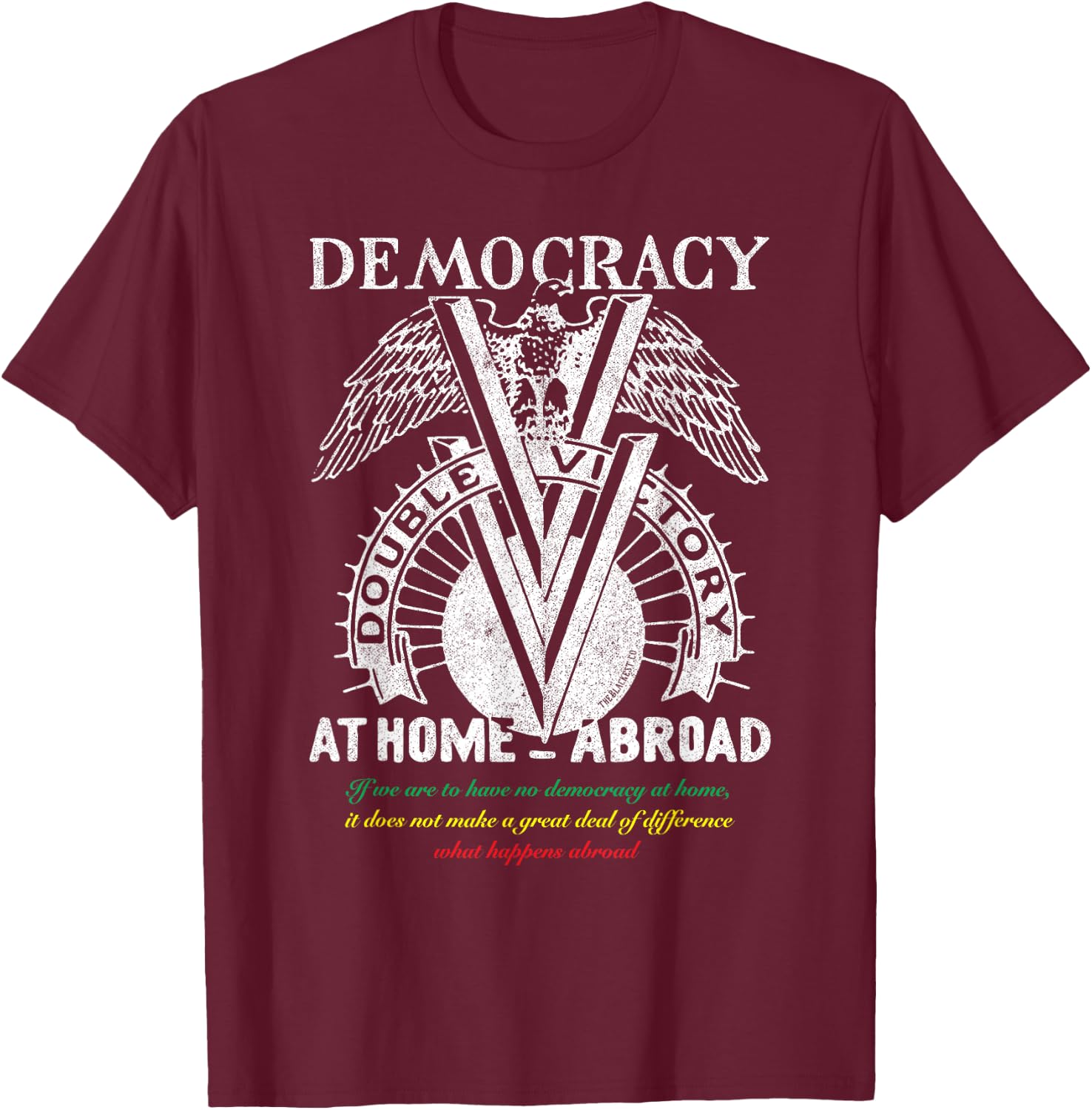 Double V Campaign Retro Vintage Black History Soldiers WWII T-Shirt - T-Shirt | Maroon