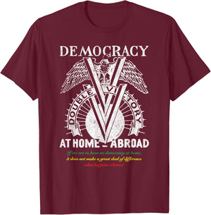 Double V Campaign Retro Vintage Black History Soldiers WWII T-Shirt - T-Shirt | Maroon