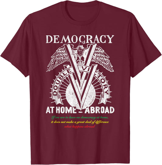 Double V Campaign Retro Vintage Black History Soldiers WWII T-Shirt - T-Shirt | Maroon