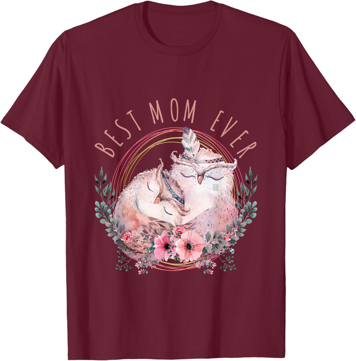 Mama Owl Shirt, Cute Owl, Mothers Day, best mom ever T-Shirt - T-Shirt | Maroon