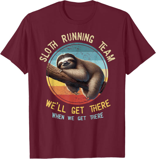 Sloth Running Team Run Funny Marathon Runner Cross Country T-Shirt - T-Shirt | Maroon