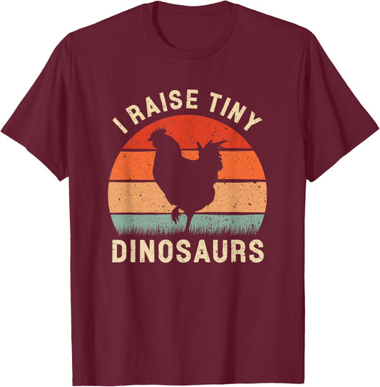 I Raise Tiny Dinosaurs Vintage Chicken Silhouette T-Shirt - T-Shirt | Maroon
