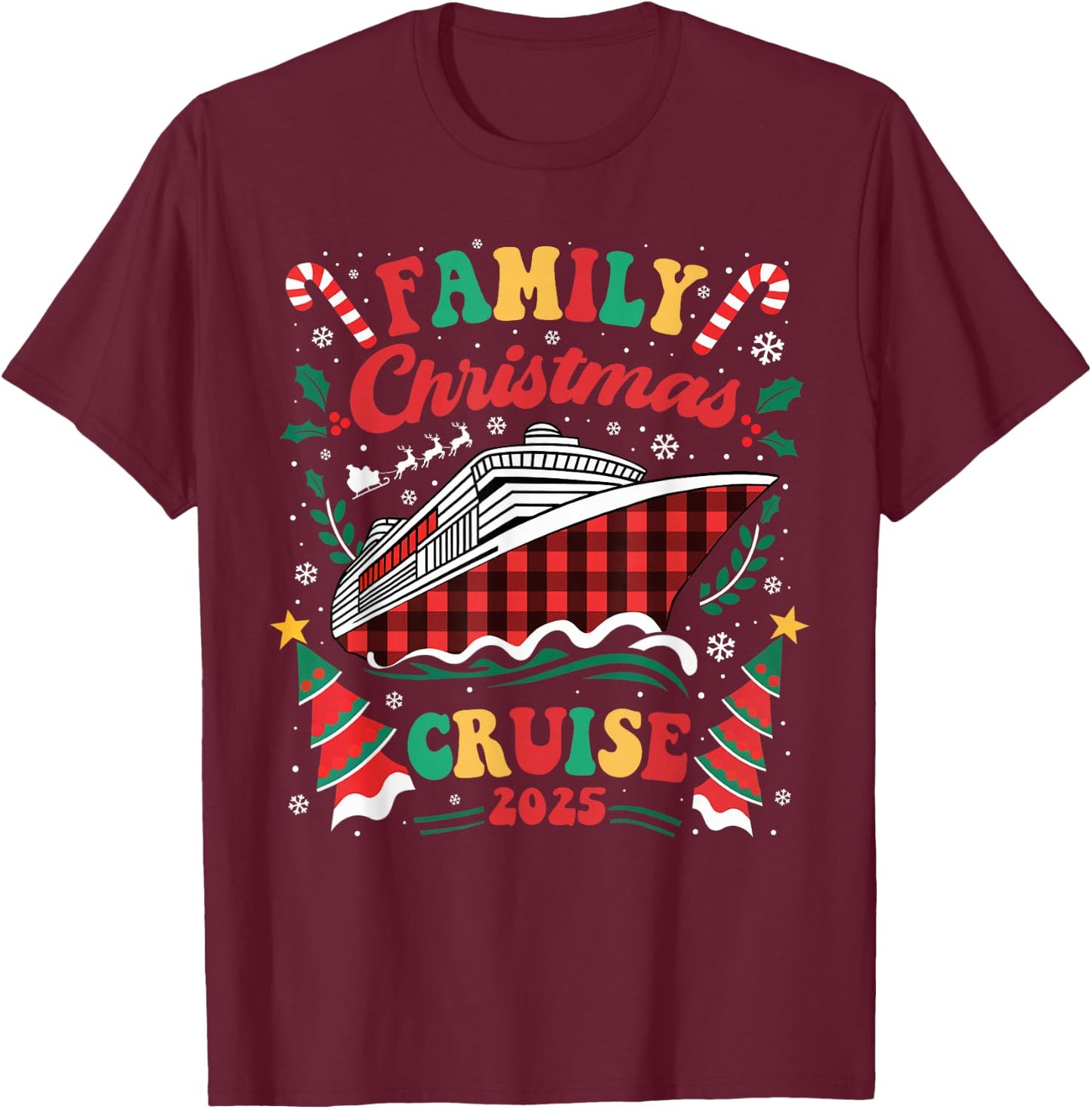 Family Christmas Cruise 2025 Family Matching Merry Christmas T-Shirt - T-Shirt | Maroon