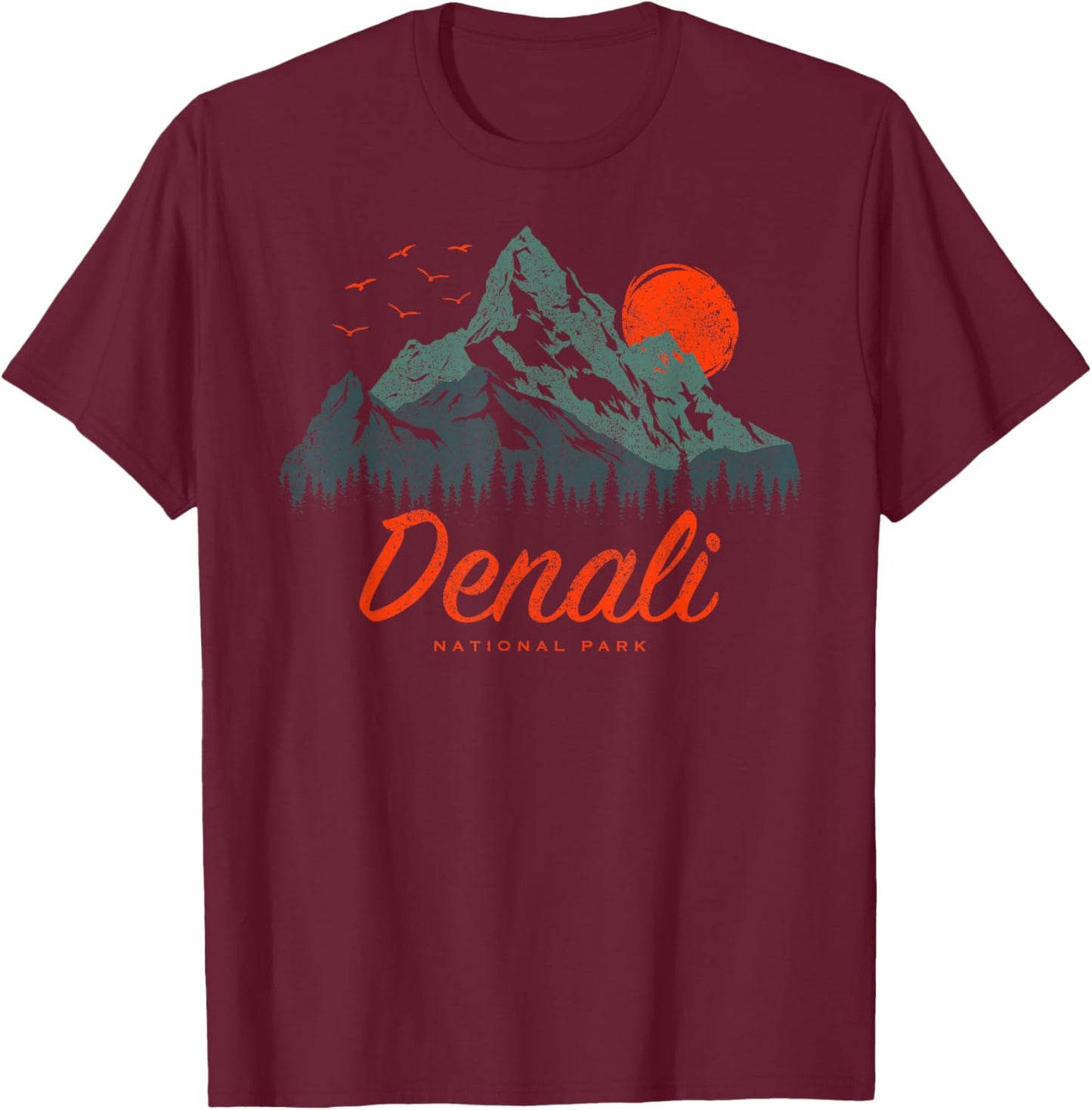 Retro Denali National Park US Vintage Denali T-Shirt - T-Shirt | Maroon
