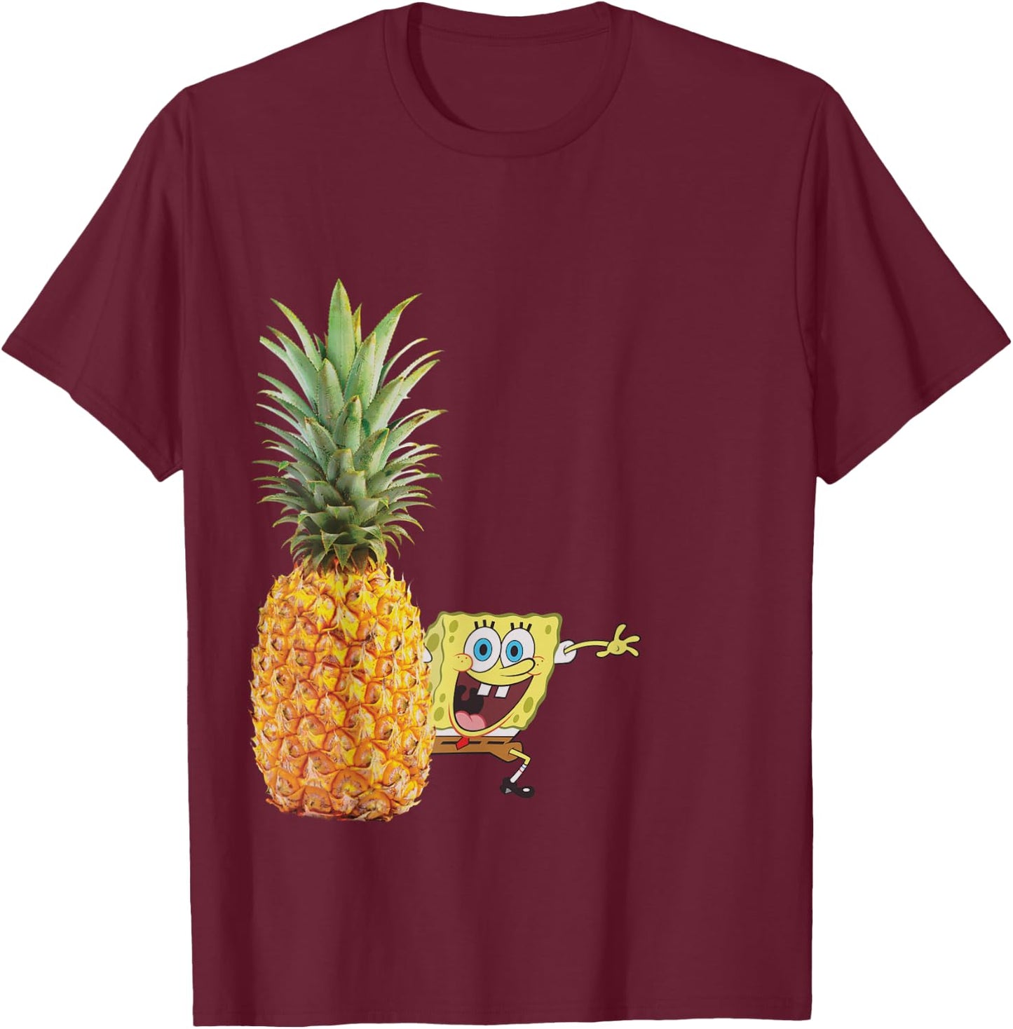 Pineapple And Spongebob Squarepants T-Shirt - T-Shirt | Maroon