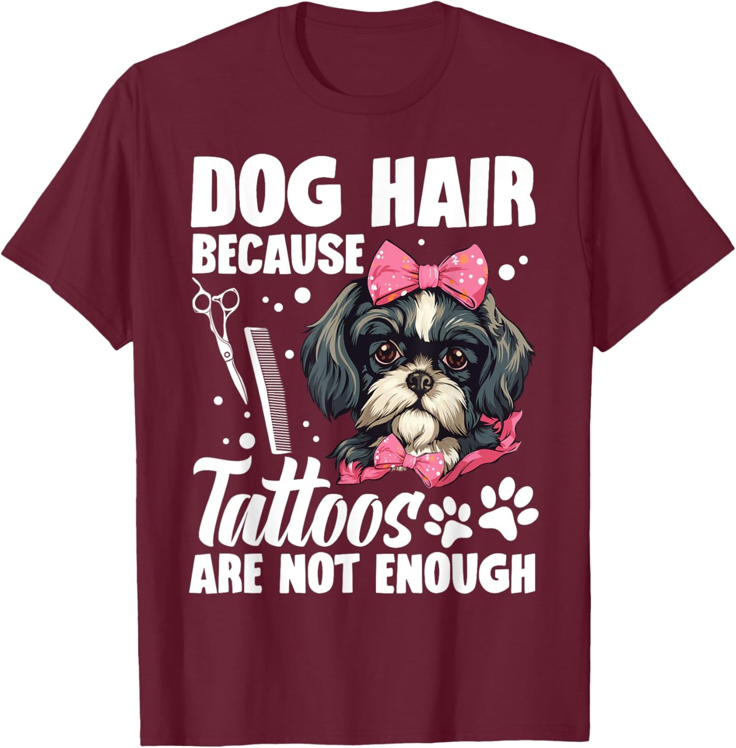 Dog Hairdresser Smocks Grooming Salon Dog Groomer T-Shirt - T-Shirt | Maroon