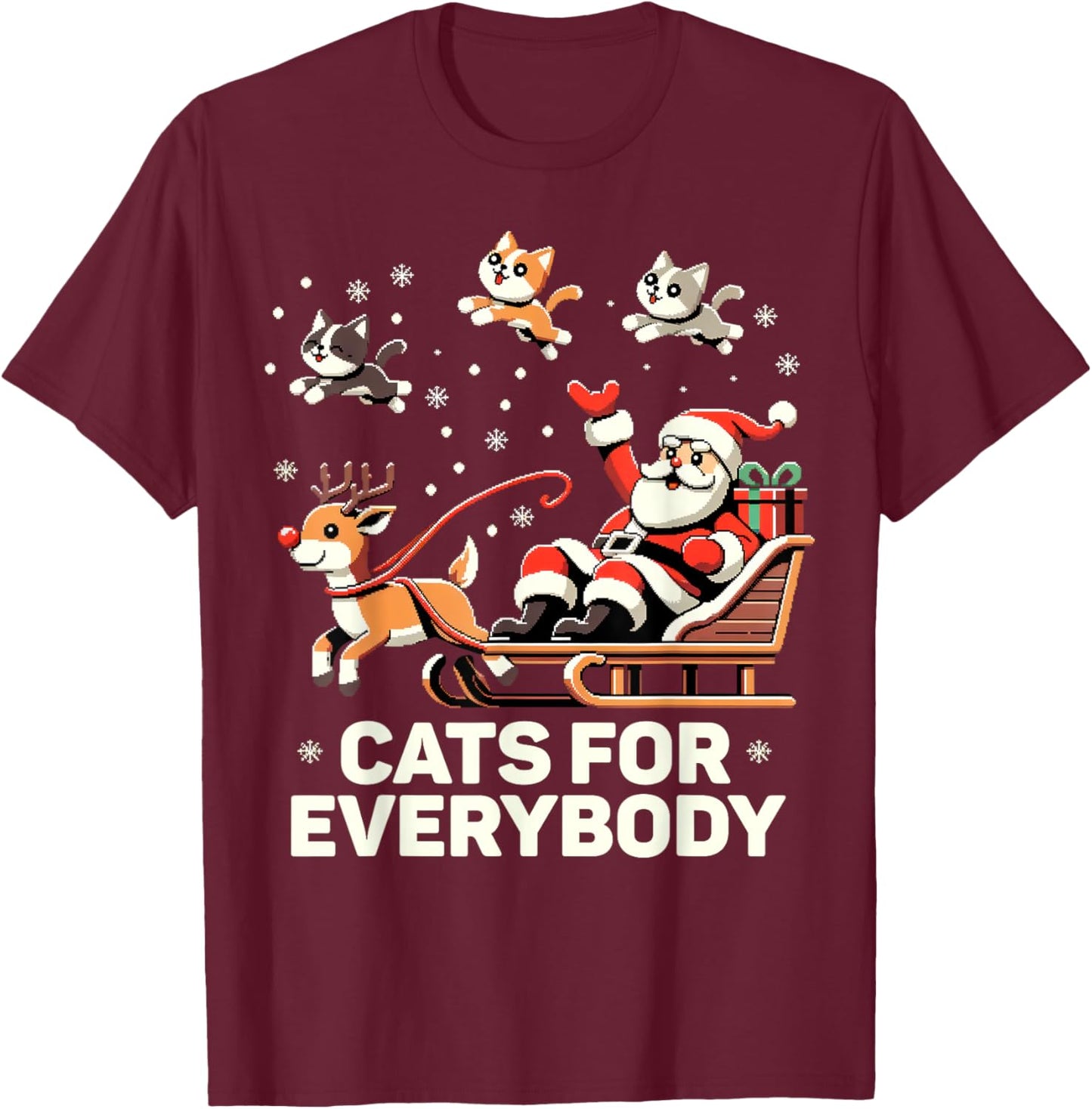 Cats For Everybody - Funny Christmas Cat Xmas Women Santa T-Shirt - T-Shirt | Maroon